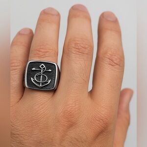 803- Nautical Anchor Handmade Men's Ring Size 10 NWT